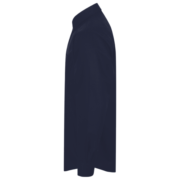 Harriton Men's Tall Easy Blend™ Twill Dress Shirt, Navy, Left Sleeve view