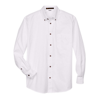 Harriton Men's Tall Easy Blend™ Twill Dress Shirt, White, Front view