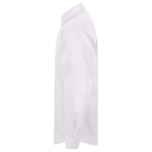 Harriton Men's Tall Easy Blend™ Twill Dress Shirt, White, Left Sleeve view