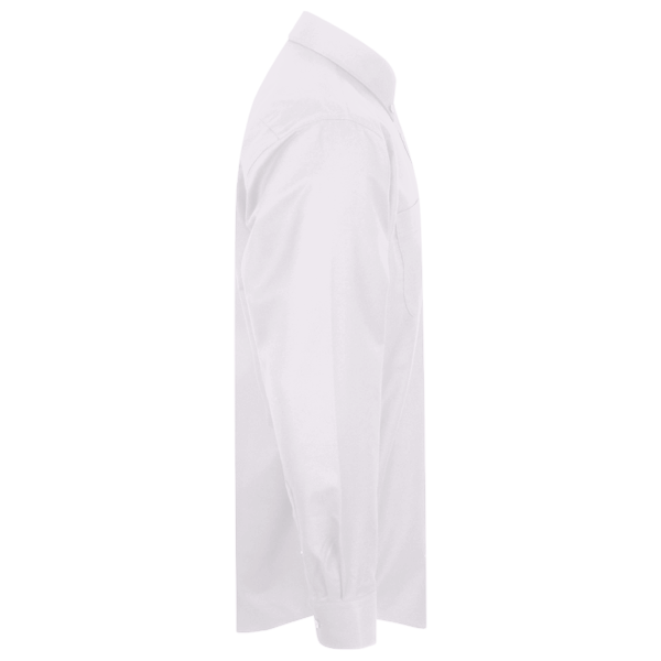 Harriton Men's Tall Easy Blend™ Twill Dress Shirt, White, Right Sleeve view