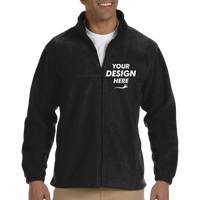 Harriton Men's Tall Full-Zip Fleece, Black, Front view, Mockup
