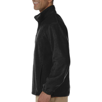 Harriton Men's Tall Full-Zip Fleece, Black, Left Sleeve view