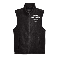 Harriton Unisex Fleece Full-Zip Vest, Black, Front view, Mockup