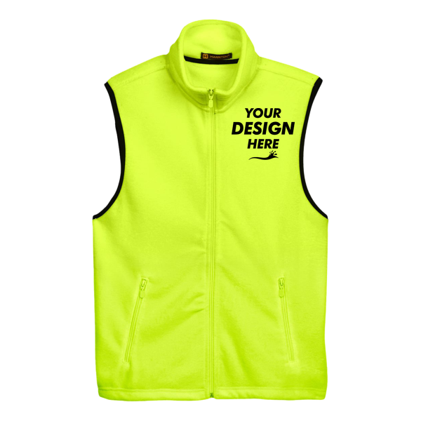 Harriton Unisex Fleece Full-Zip Vest, Safety Yellow, Front view, Mockup