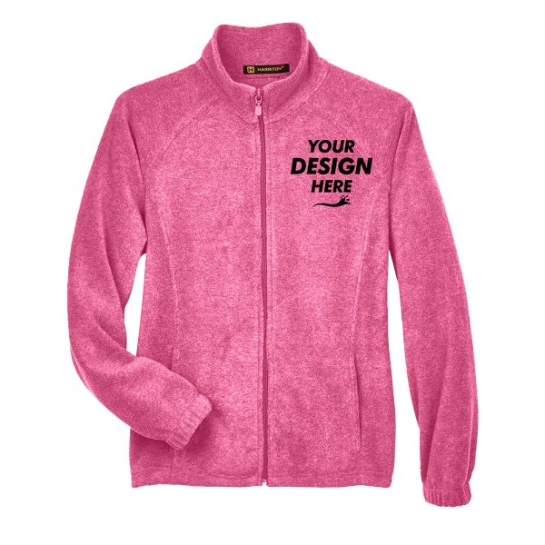 Harriton Women's Full-Zip Fleece, Charity Pink, Front view, Mockup