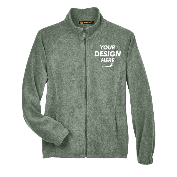 Harriton Women's Full-Zip Fleece, Dill, Front view, Mockup