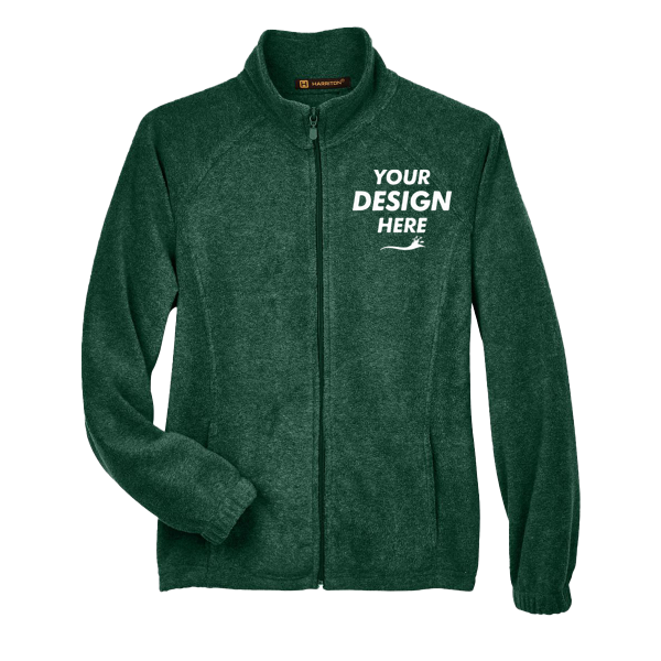 Harriton Women's Full-Zip Fleece, Hunter, Front view, Mockup