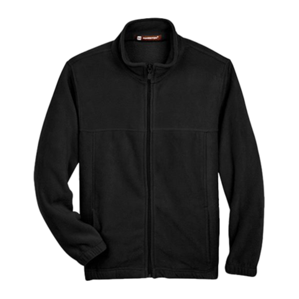 Harriton Youth Full-Zip Fleece, Black, Front view