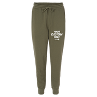 Independent Trading Co. Men's Midweight Fleece Sweatpants, Army, Front view, Mockup