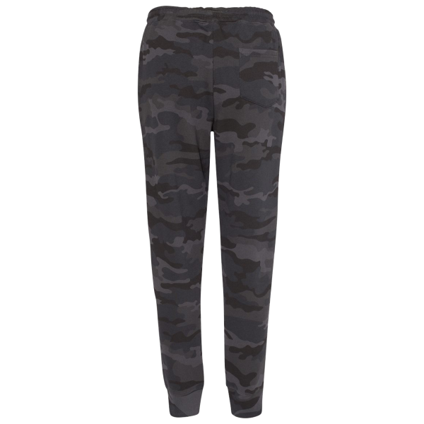Independent Trading Co. Men's Midweight Fleece Sweatpants, Black Camo, Back view