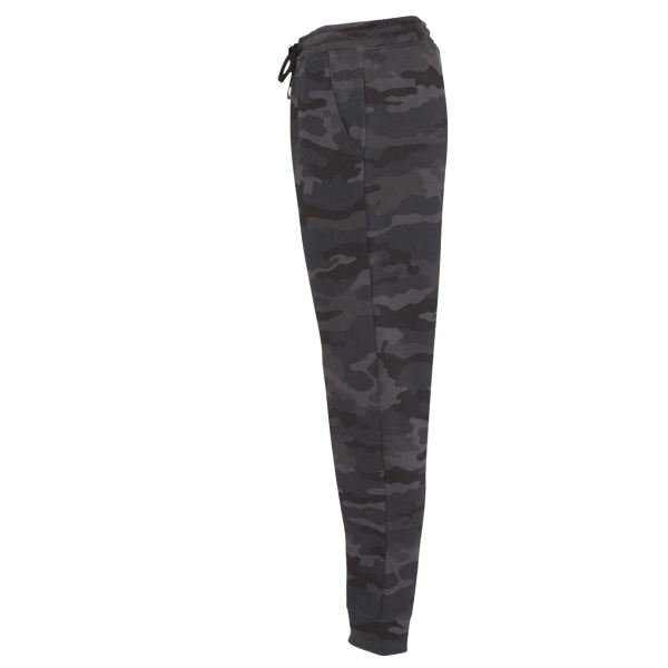 Independent Trading Co. Men's Midweight Fleece Sweatpants, Black Camo, Left Side view