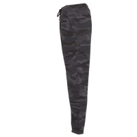Independent Trading Co. Men's Midweight Fleece Sweatpants, Black Camo, Left Side view