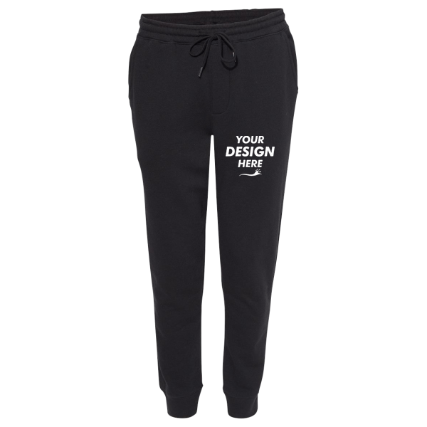Independent Trading Co. Men's Midweight Fleece Sweatpants, Black, Front view, Mockup