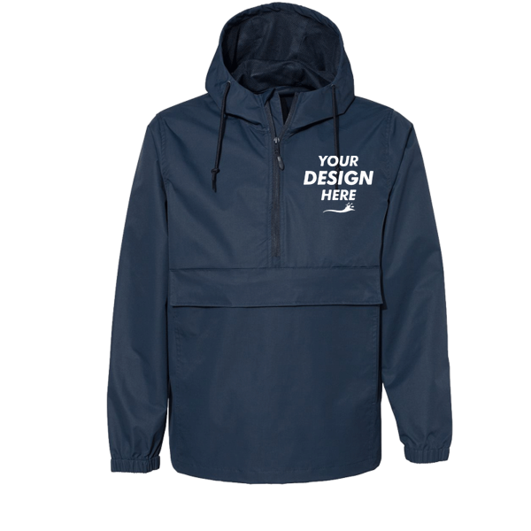 Independent Trading Co. Men's Nylon Anorak, Classic Navy, Front view, Mockup