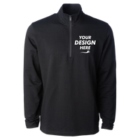 Independent Trading Co. Men's Perform Quarter-Zip Pullover, Black, Front view, Mockup