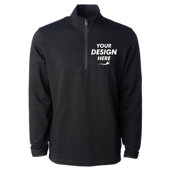Independent Trading Co. Men's Perform Quarter-Zip Pullover, Black, Front view, Mockup