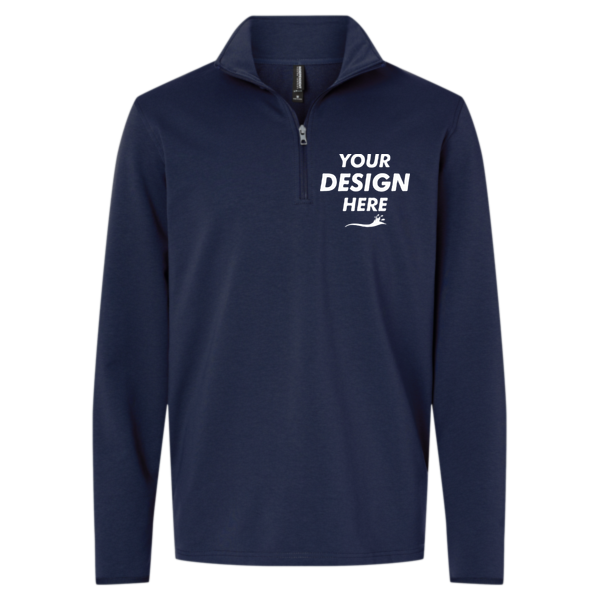 Independent Trading Co. Men's Perform Quarter-Zip Pullover, Classic Navy, Front view, Mockup