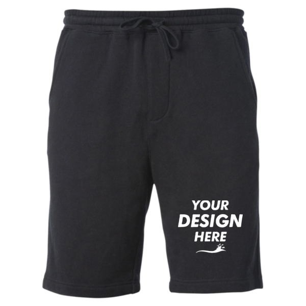 Independent Trading Co. Toddler Lightweight Special Blend Fleece Shorts, Black, Front view, Mockup