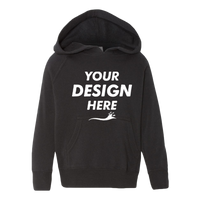 Independent Trading Co. Toddler Special Blend Hooded Raglan Sweatshirt, Black / Black, Front view, Mockup