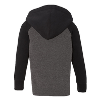 Independent Trading Co. Toddler Special Blend Hooded Raglan Sweatshirt, Carbon / Black, Back view