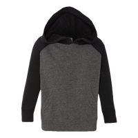 Independent Trading Co. Toddler Special Blend Hooded Raglan Sweatshirt, Carbon / Black, Front view