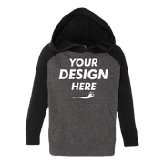 Independent Trading Co. Toddler Special Blend Hooded Raglan Sweatshirt, Carbon / Black, Front view, Mockup