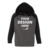 Independent Trading Co. Toddler Special Blend Hooded Raglan Sweatshirt, Carbon / Black, Front view, Mockup
