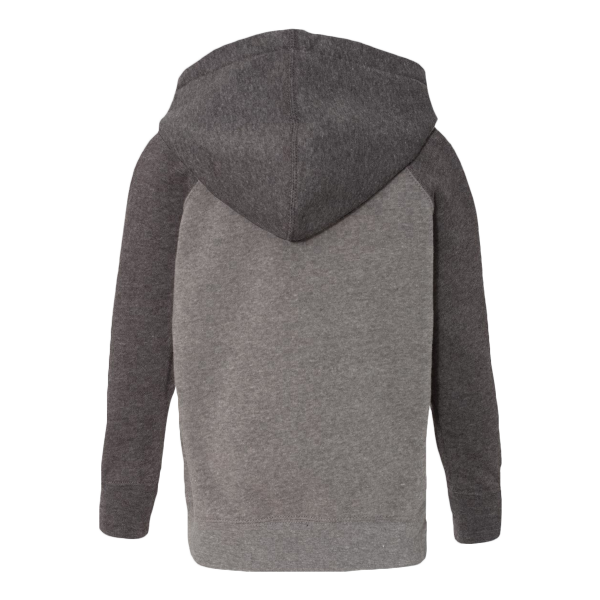 Independent Trading Co. Toddler Special Blend Hooded Raglan Sweatshirt, Nickel / Carbon, Back view