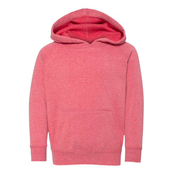 Independent Trading Co. Toddler Special Blend Hooded Raglan Sweatshirt, Pomegranate / Pomegranate, Front view