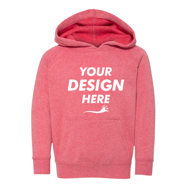 Independent Trading Co. Toddler Special Blend Hooded Raglan Sweatshirt, Pomegranate / Pomegranate, Front view, Mockup