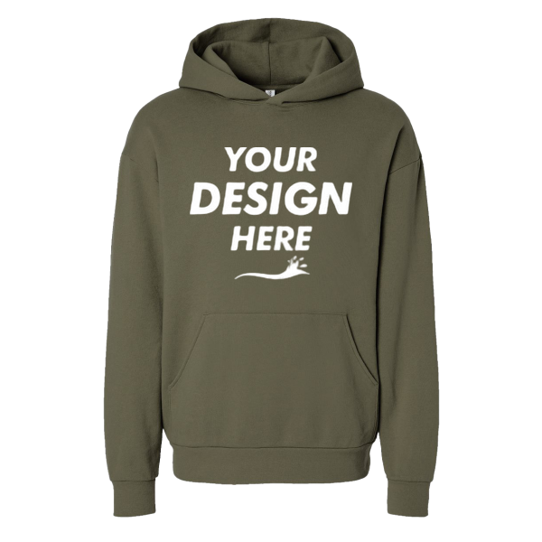 Independent Trading Co. Unisex Avenue Midweight Hooded Sweatshirt, Olive, Front view, Mockup