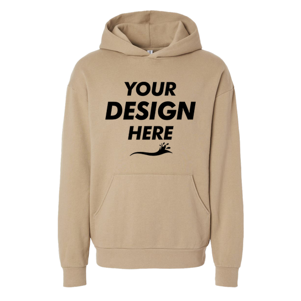 Independent Trading Co. Unisex Avenue Midweight Hooded Sweatshirt, Sandstone, Front view, Mockup