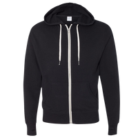 Independent Trading Co. Unisex Heathered French Terry Full-Zip Hooded Sweatshirt, Black / Black, Front view