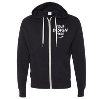 Independent Trading Co. Unisex Heathered French Terry Full-Zip Hooded Sweatshirt, Black / Black, Front view, Mockup