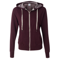 Independent Trading Co. Unisex Heathered French Terry Full-Zip Hooded Sweatshirt, Burgundy Heather / Burgundy Heather, Front view