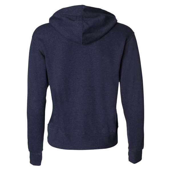 Independent Trading Co. Unisex Heathered French Terry Full-Zip Hooded Sweatshirt, Navy Heather / Navy Heather, Back view
