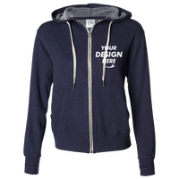 Independent Trading Co. Unisex Heathered French Terry Full-Zip Hooded Sweatshirt, Navy Heather / Navy Heather, Front view, Mockup