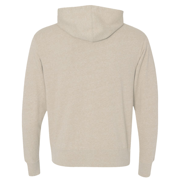 Independent Trading Co. Unisex Heathered French Terry Full-Zip Hooded Sweatshirt, Oatmeal Heather / Oatmeal Heather, Back view