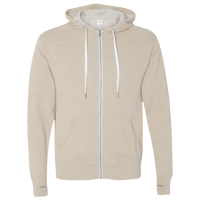 Independent Trading Co. Unisex Heathered French Terry Full-Zip Hooded Sweatshirt, Oatmeal Heather / Oatmeal Heather, Front view