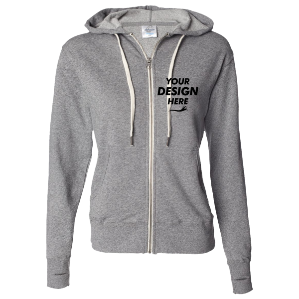 Independent Trading Co. Unisex Heathered French Terry Full-Zip Hooded Sweatshirt, Salt & Pepper / Salt & Pepper, Front view, Mockup