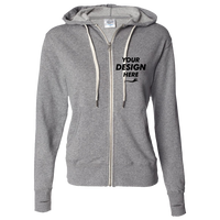 Independent Trading Co. Unisex Heathered French Terry Full-Zip Hooded Sweatshirt, Salt & Pepper / Salt & Pepper, Front view, Mockup