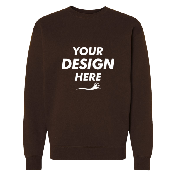 Independent Trading Co. Unisex Heavyweight Crewneck Sweatshirt, Brown, Front view, Mockup
