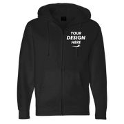 Independent Trading Co. Unisex Heavyweight Full-Zip Hooded Sweatshirt, Black, Front view, Mockup