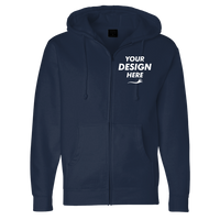 Independent Trading Co. Unisex Heavyweight Full-Zip Hooded Sweatshirt, Navy, Front view, Mockup