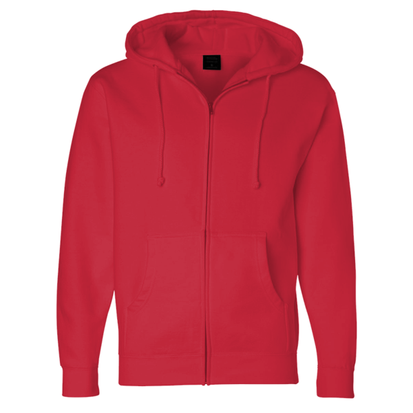 Independent Trading Co. Unisex Heavyweight Full-Zip Hooded Sweatshirt, Red, Front view