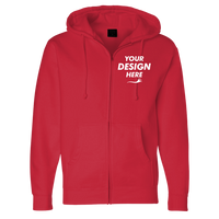 Independent Trading Co. Unisex Heavyweight Full-Zip Hooded Sweatshirt, Red, Front view, Mockup
