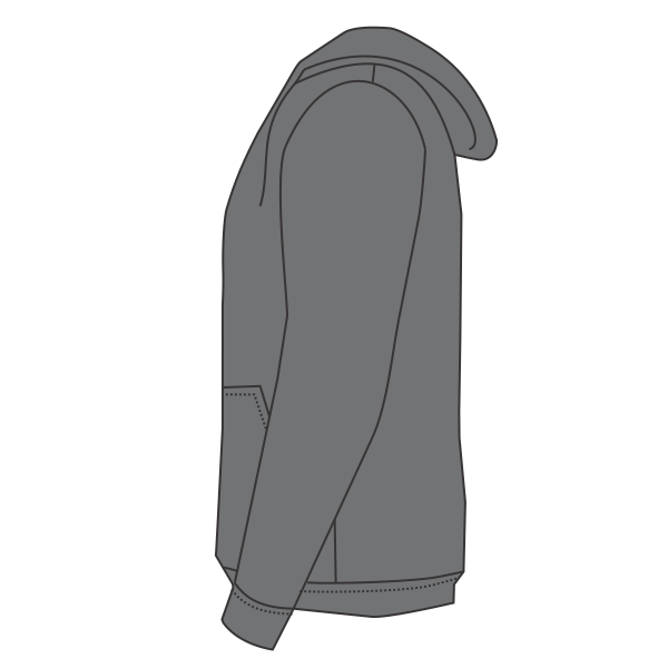 Independent Trading Co. Unisex Heavyweight Full-Zip Hooded Sweatshirt, Solid Charcoal, Left Sleeve view
