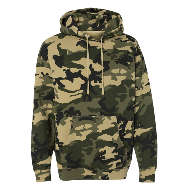 Independent Trading Co. Unisex Heavyweight Hooded Sweatshirt, Army Camo / Army Camo, Front view