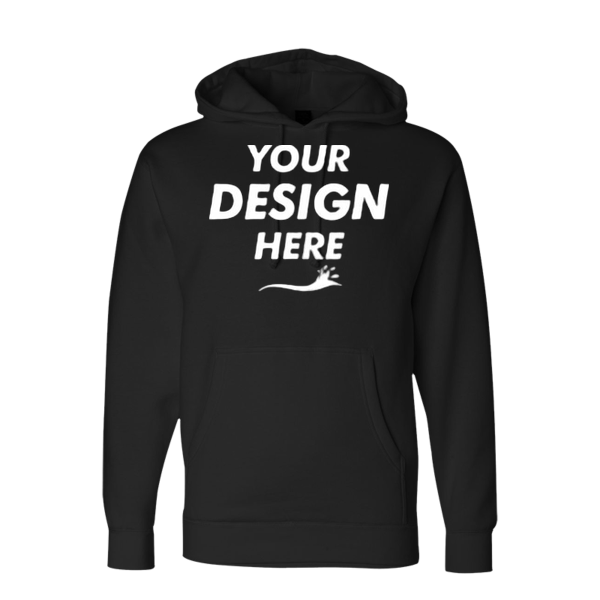 Independent Trading Co. Unisex Heavyweight Hooded Sweatshirt, Black / Black, Front view, Mockup