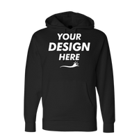 Independent Trading Co. Unisex Heavyweight Hooded Sweatshirt, Black / Black, Front view, Mockup